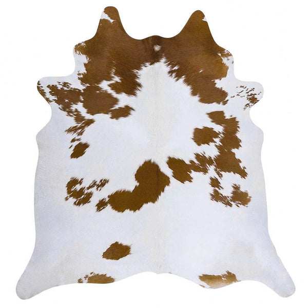 Brown and White Brazilian Cowhide Rug: LARGE