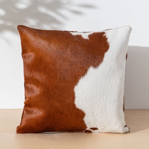 Brown and White Cowhide Pillow - eCowhides