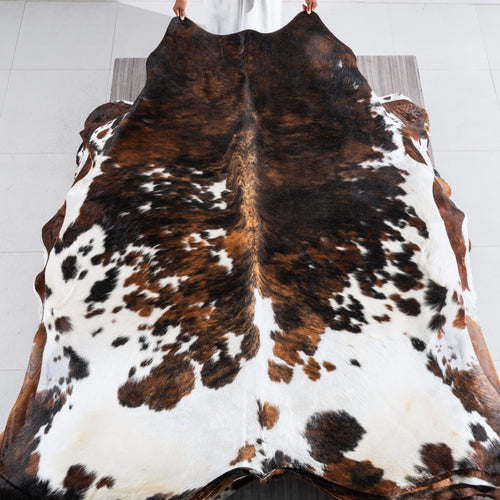 Tricolor Cowhide Rug Size 7'1" L x 6'10" W 5000
