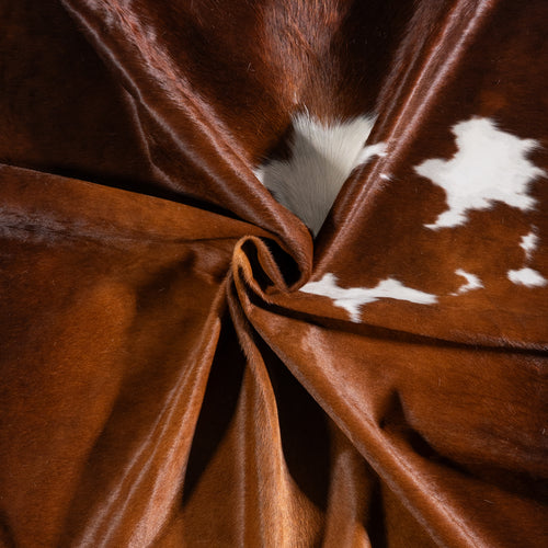 Brazilian Brown and White Cowhide Rug Size 7'9" L x 6'7" W 6003