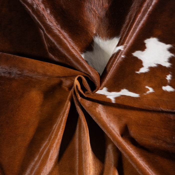 Brazilian Brown and White Cowhide Rug Size 7'9" L x 6'7" W 6003