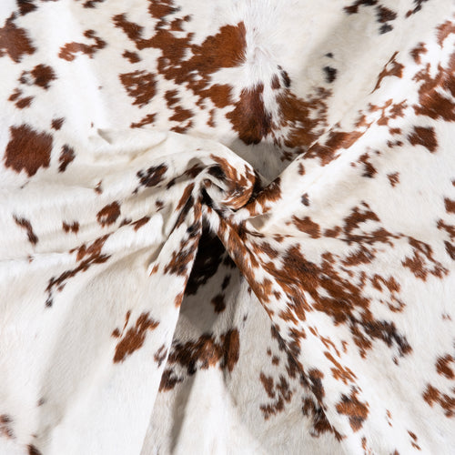 Vintage White Tricolor Cowhide Rug Size 7'7" L x 7'1" W 5500