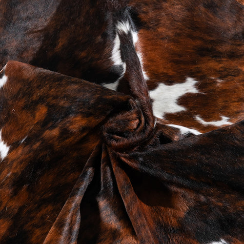 Tricolor Brindle Mix Cowhide Rug Size 8'0" L x 6'7" W 6201