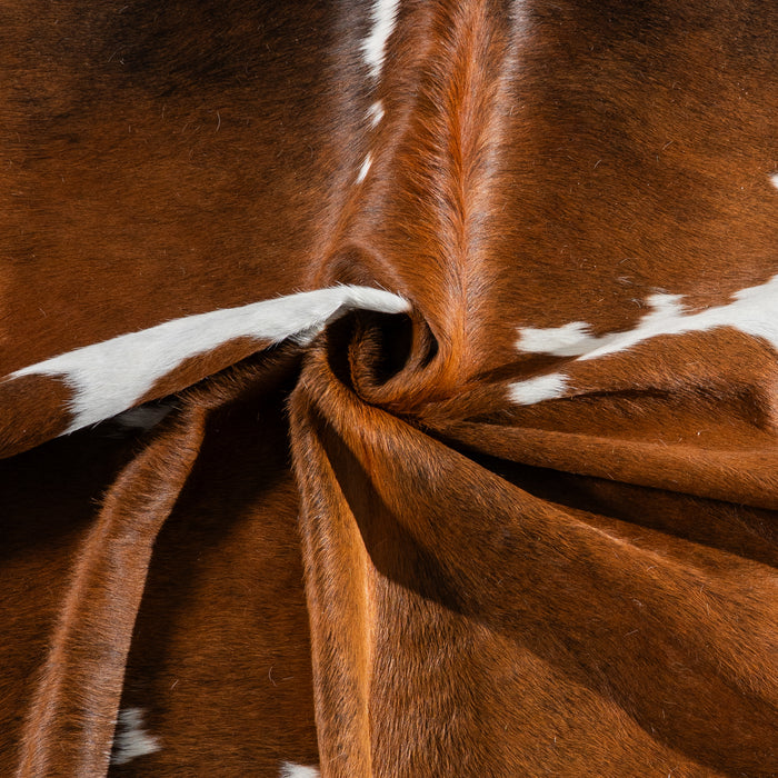 Chocolate and White Cowhide Rug Size 6'8" L x 6'2" W 5401