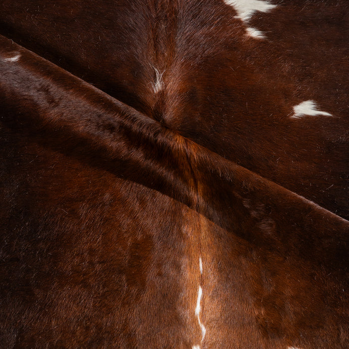 Chocolate and White Cowhide Rug Size 7'2" L x 6'5" W 5402