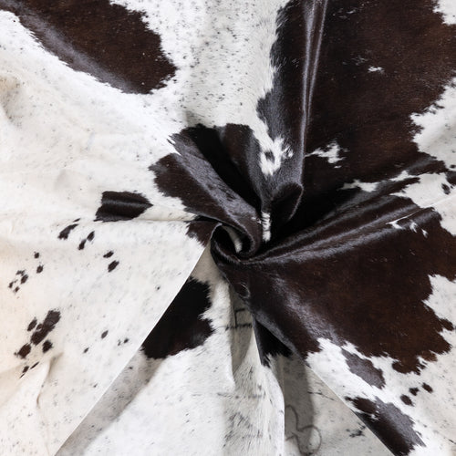 Vintage Black Salt and Pepper Cowhide Rug Size 7'7" L x 6'10" W 5505