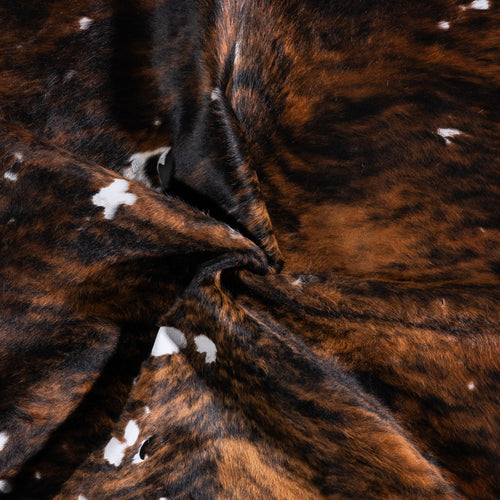 Vintage Brindle White Belly Cowhide Rug Size 6'4" L x 4'10" W 4303