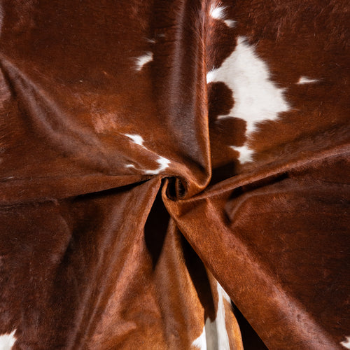 Brazilian Brown and White Cowhide Rug Size 7'11" L x 7'3" W 6009