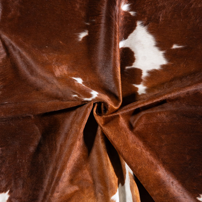 Brazilian Brown and White Cowhide Rug Size 7'11" L x 7'3" W 6009