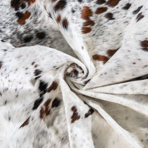 White Tricolor Cowhide Rug Size 7'8" L x 6'7" W 6204