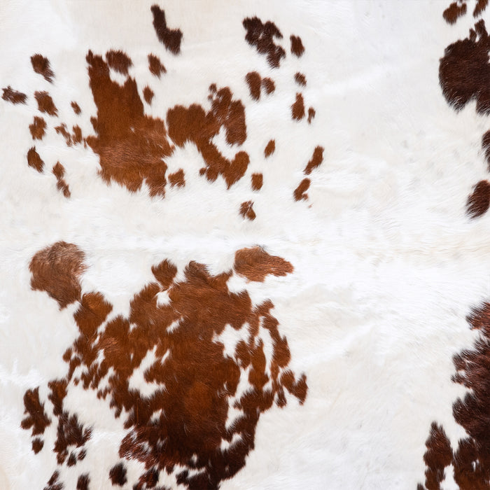 Brazilian Brown and White Cowhide Rug Size 8'1" L x 7'2" W 6012