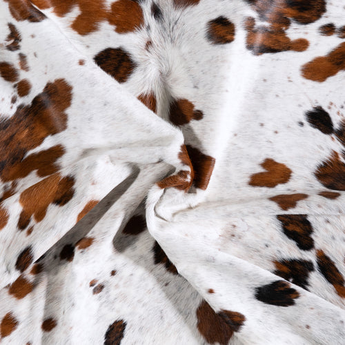 Vintage White Tricolor Cowhide Rug Size 7'3" L x 6'6" W 4305