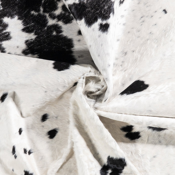 Vintage Black and White Cowhide Rug Size 7'3" L x 6'3" W 6311