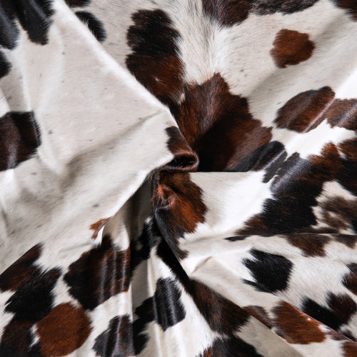 Vintage White Tricolor Cowhide Rug Size 8'0" L x 6'11" W 4306