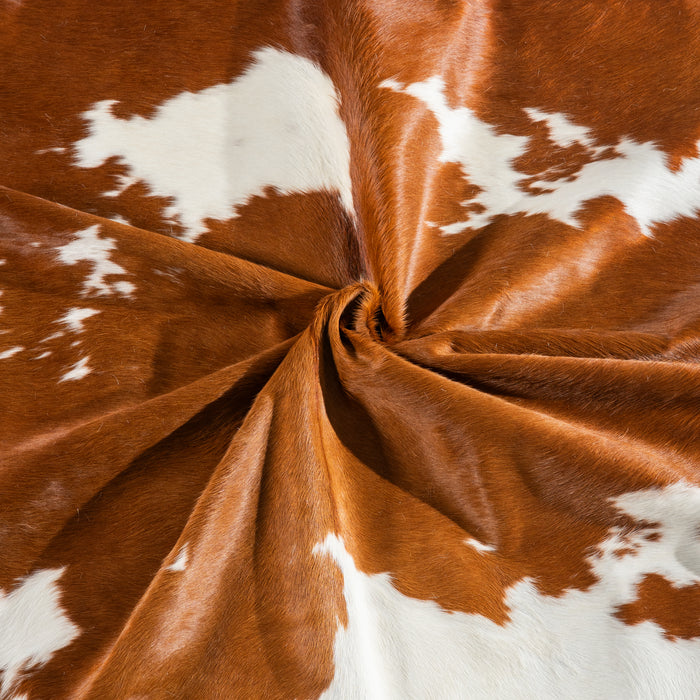 Brown and White Cowhide Rug Size 7'8" L x 6'8" W 5405