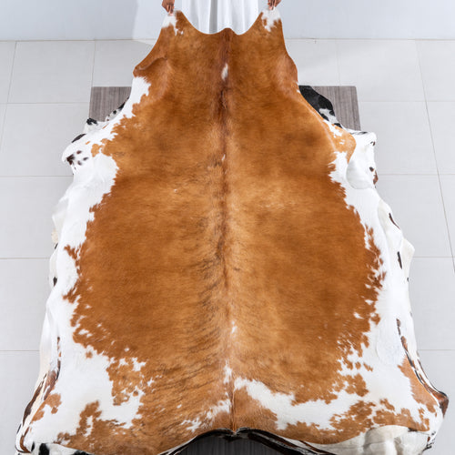 Tricolor Brindle Mix Cowhide Rug Size 7'10" L x 6'8" W 6207