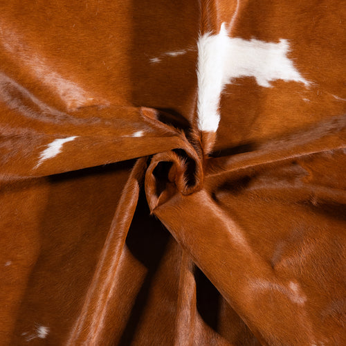 Brazilian Brown and White Cowhide Rug Size 7'8" L x 6'10" W 6014