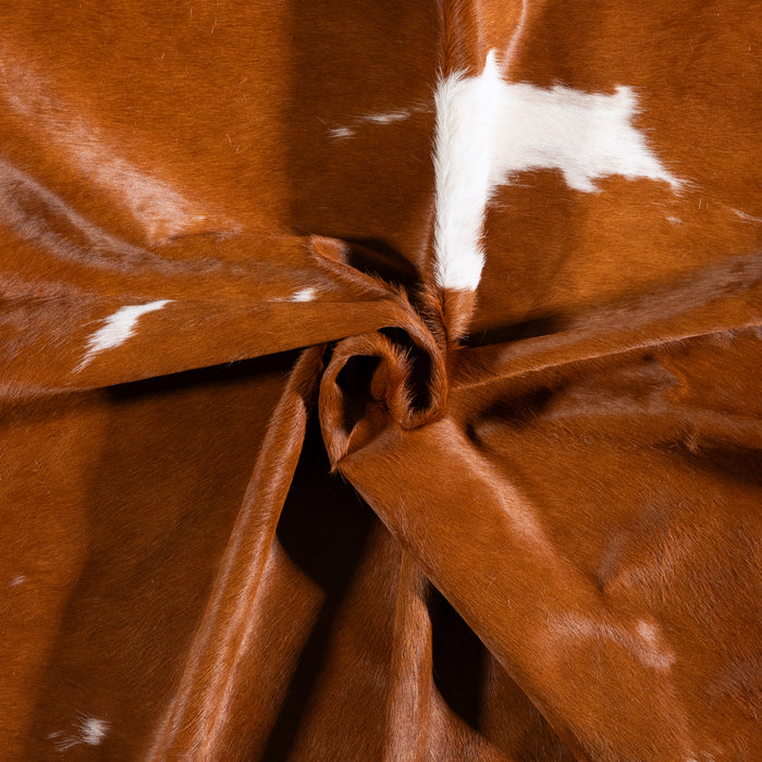 Brazilian Brown and White Cowhide Rug Size 7'8" L x 6'10" W 6014