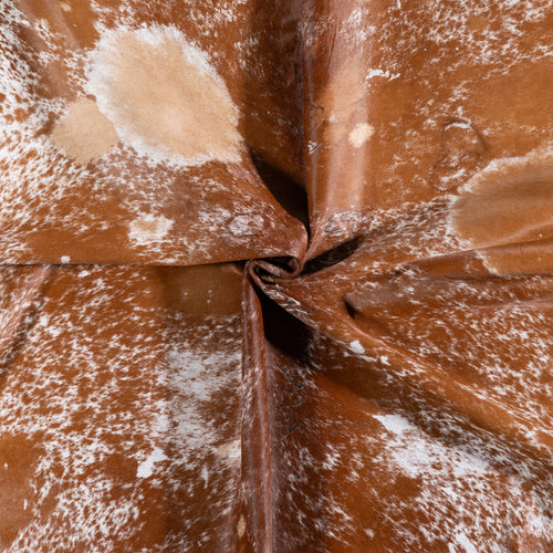 Vintage Brown Salt and Pepper Cowhide Rug Size 7'11" L x 6'9" W 5512