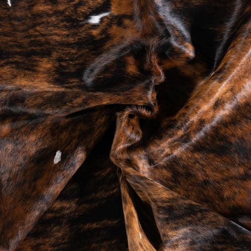 Vintage Brindle White Belly Cowhide Rug Size 6'9" L x 5'7" W 4307