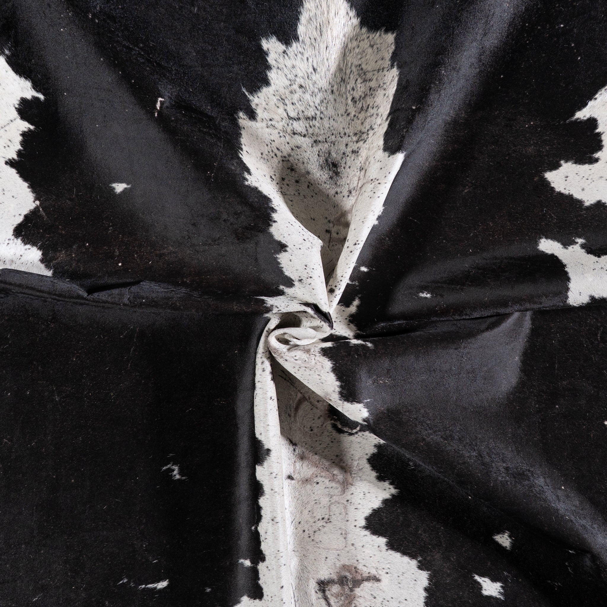 Vintage Black and White Cowhide Rug Size 7'10