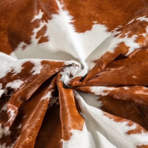 Brown and White Cowhide Rug Size 7'9" L x 6'9" W 6406