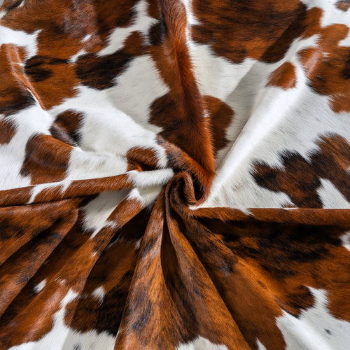 White Tricolor Cowhide Rug Size 7'4" L x 6'10" W 4006