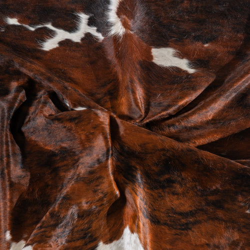 Tricolor Brindle Mix Cowhide Rug Size 8'0" L x 7'0" W 5407