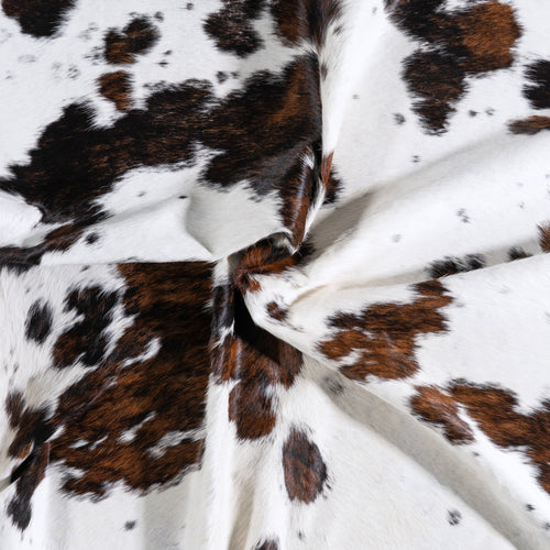 Vintage White Tricolor Cowhide Rug Size 7'2" L x 6'7" W 4309