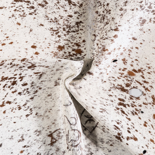 Vintage Brown Salt and Pepper Cowhide Rug Size 7'0" L x 6'6" W 5517