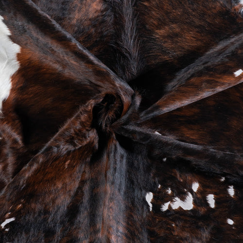 Vintage Brindle White Belly Cowhide Rug Size 7'0" L x 6'3" W 6620