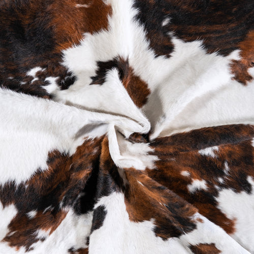 Vintage White Tricolor Cowhide Rug Size 6'10" L x 5'7" W 4312