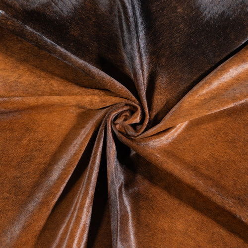 Brazilian Chocolate and White Cowhide Rug Size 7'3" L x 6'9" W 5824