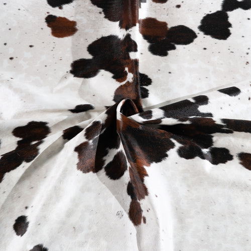 White Tricolor Cowhide Rug Size 7'4" L x 6'11" W 5411