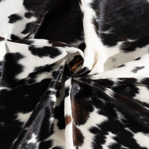 White Tricolor Cowhide Rug Size 7'11" L x 6'10" W 6411