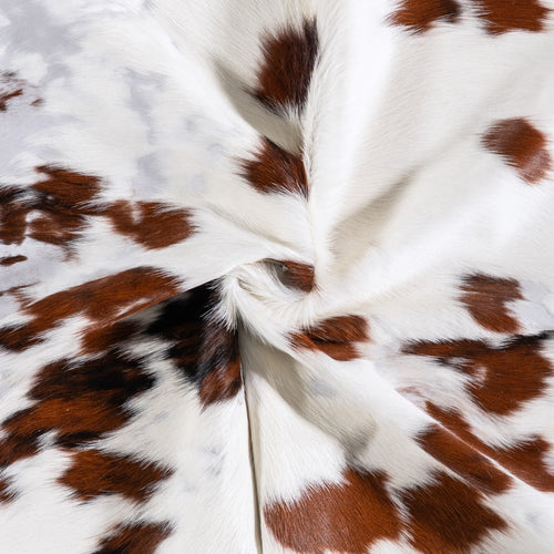 Vintage White Tricolor Cowhide Rug Size 6'7" L x 5'11" W 5526