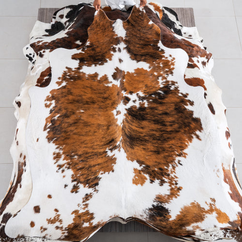 Tricolor Cowhide Rug Size 6'7" L x 6'1" W 6413