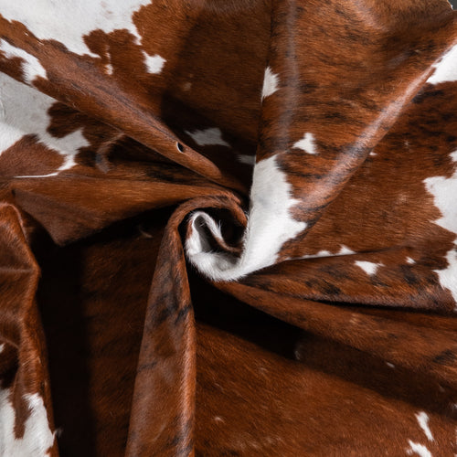 Vintage Tricolor Cowhide Rug Size 7'0" L x 6'5" W 6329