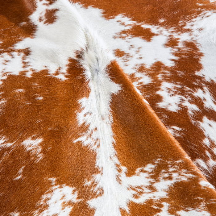 Brown and White Cowhide Rug Size 6'8" L x 6'7" W 5014