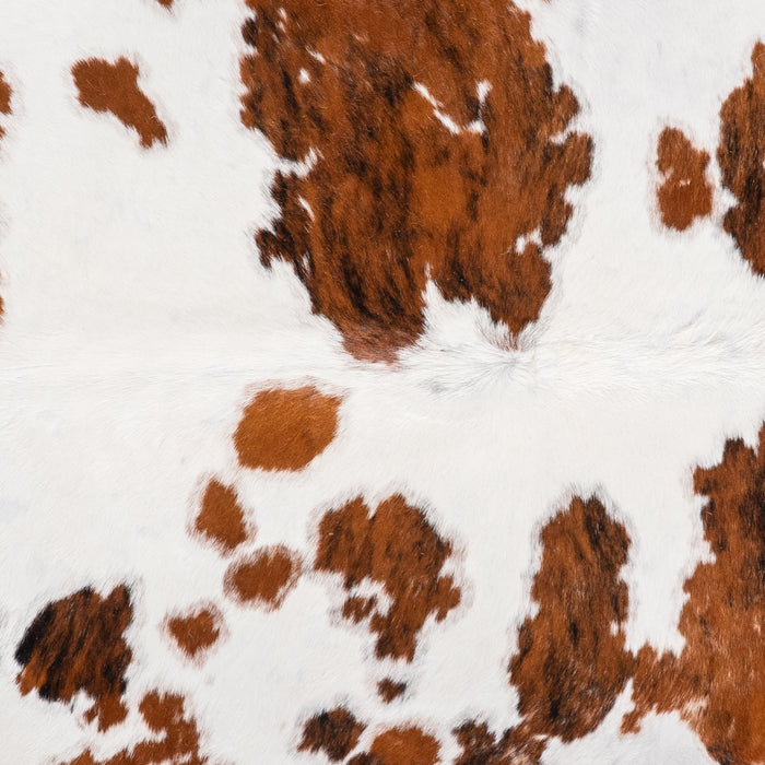 Vintage White Tricolor Cowhide Rug Size 6'9" L x 6'2" W 6331