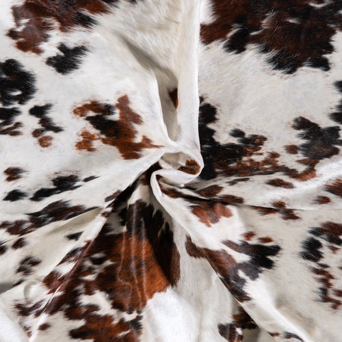 Vintage White Tricolor Cowhide Rug Size 7'11" L x 7'0" W 4319