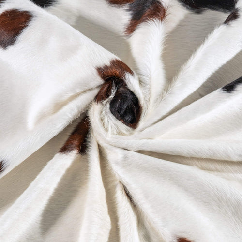 White Tricolor Cowhide Rug Size 7'4" L x 6'8" W 6217