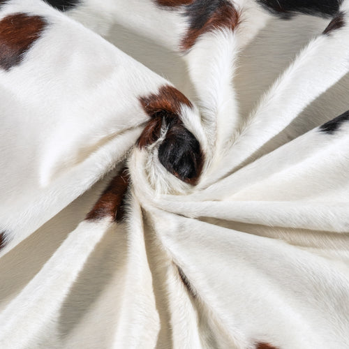 White Tricolor Cowhide Rug Size 7'4" L x 6'8" W 6217