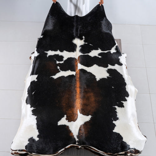 Chocolate and White Cowhide Rug Size 8'10" L x 7'7" W 6218