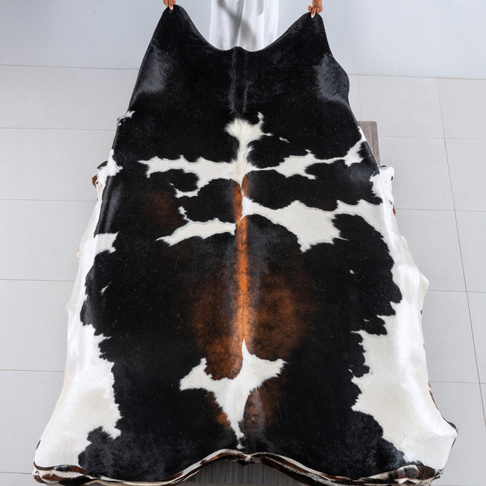 Chocolate and White Cowhide Rug Size 8'10" L x 7'7" W 6218