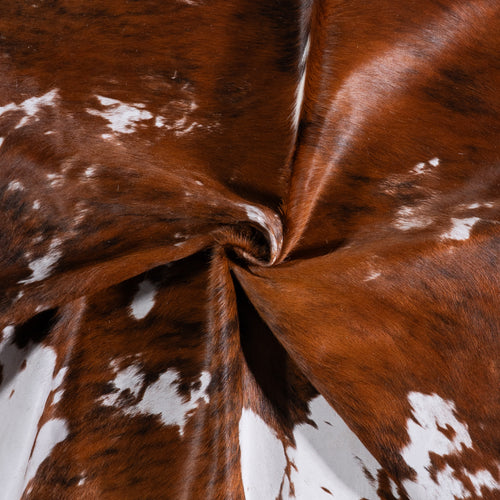 Vintage Brindle White Belly Cowhide Rug Size 6'7" L x 6'0" W 5534