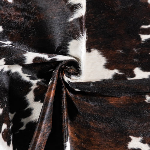 Vintage Tricolor Cowhide Rug Size 6'11" L x 6'0" W 6337