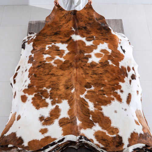 Tricolor Cowhide Rug Size 7'5" L x 6'11" W 4015