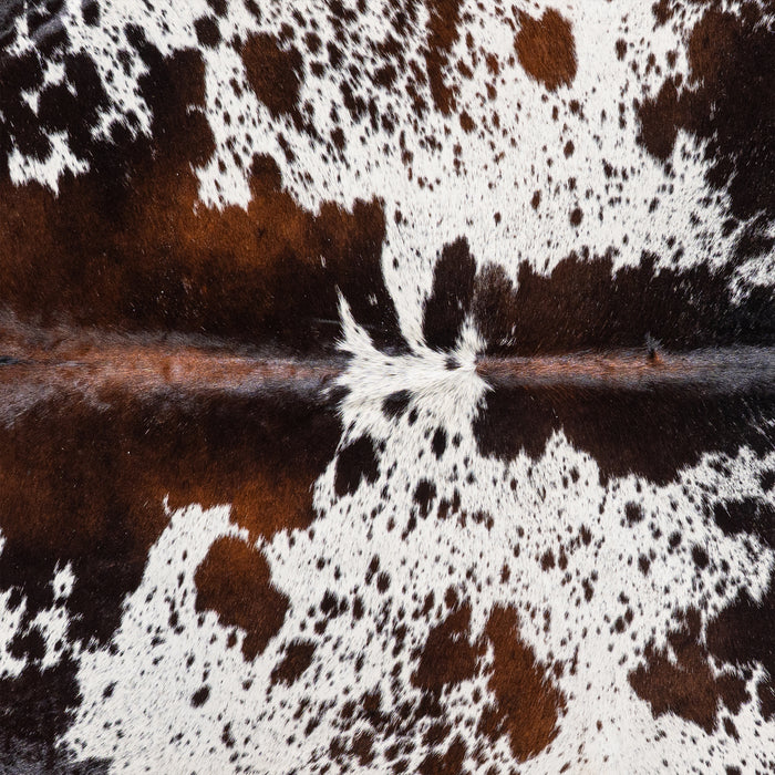 Brazilian Chocolate and White Cowhide Rug Size 7'11" L x 7'2" W 5341