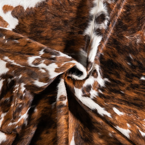 Vintage Tricolor Cowhide Rug Size 7'0" L x 6'8" W 6341